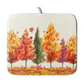 Fall Maple Leaves Dish Drying Mat for Kitchen Counter 18x16 Inch Watercolor Autumn Drying Mat with Absorbent Reversible Microfiber Orange Dish Drainer Mats Rack Pad for Coffee Countertop Protector (Green Orange / 18" x 16")
