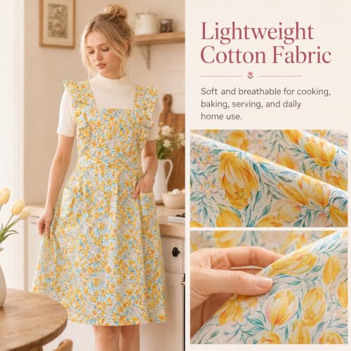 Cute Apron Cooking Baking (Yellow)