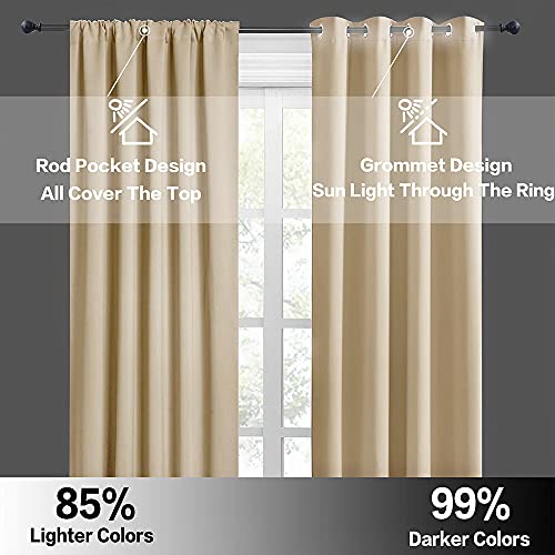 Short Privacy Curtains 30 inch Long for Bathroom Window (Biscotti Beige / 42"W x 30"L (Pack of 2))