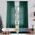 Hunter Green Sheer Curtain Drapes 96 Inch Length 2 Panels for Living Room (42"W x 96"L (Pack of 2) / Hunter Green)