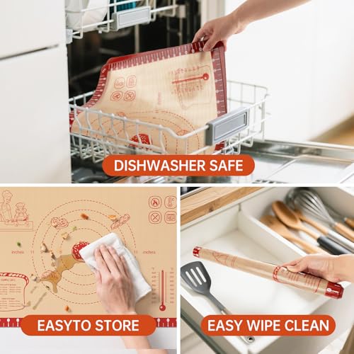 Extra Thick Silicone Mat for Baking (Red / 28"L x 20"W)