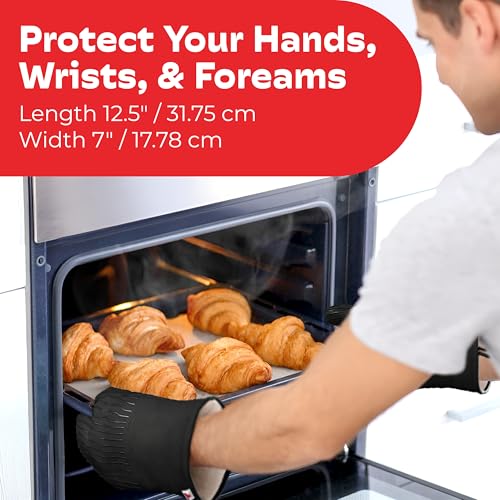Silicone Oven Mitts (Black / 12.5")