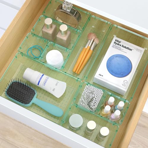 33 PCS Plastic Drawer Organizers Set (Sea Blue / 33 PCS)