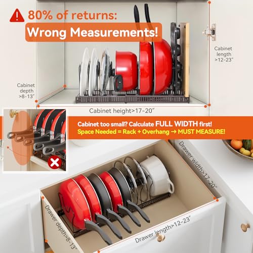 Pot and Pan Lid Organizer Rack for Under Cabinet (BRONZE)