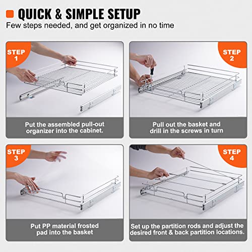 15.5" Wx21 Dx3.5 H Pull Out Cabinet Organizer (15.5"Wx21"D)