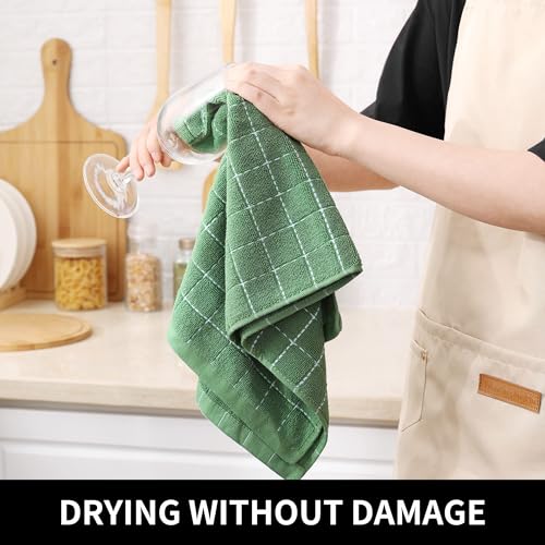 100% Cotton Terry Kitchen Towels (Grass Green / 13 X 28 - 12 Pack)