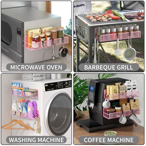 Magnetic Spice Rack for Refrigerator (Pink / 2 Pack)