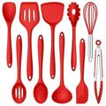 10 Pieces Silicone Cooking Utensils Set (10 Pieces / Red)