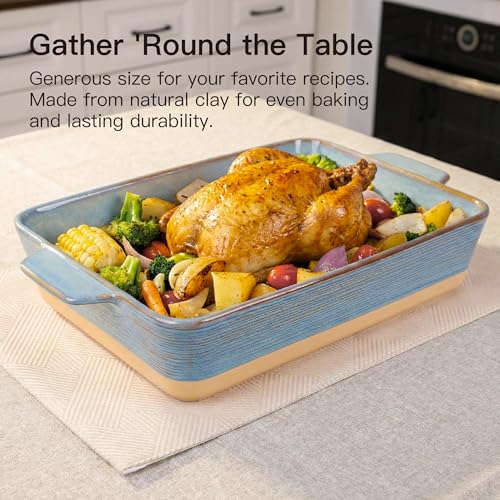 Casserole Dish for Oven (Khaki & Blue)