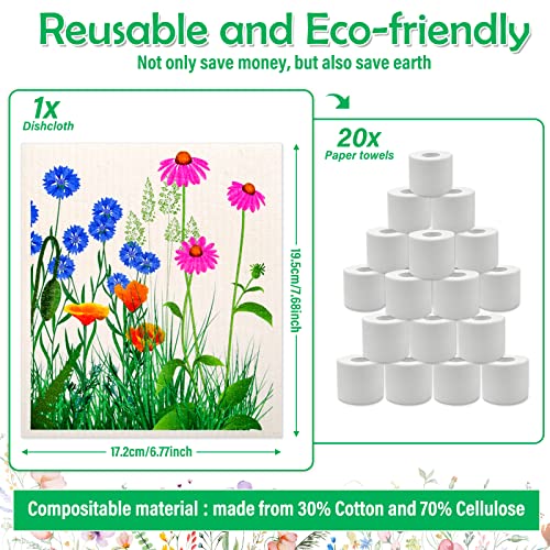 Swedish Dish Cloths for Kitchen (8 Pack-flowers Plants)