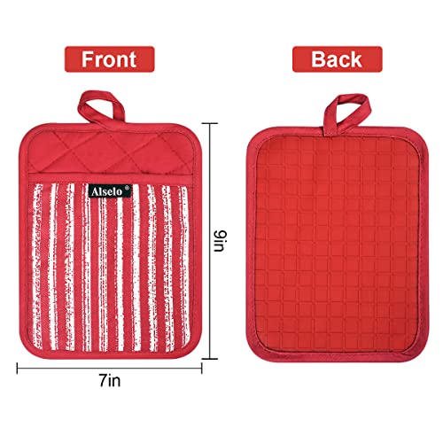 Silicone Pot Holders Set of 3 Heat Resistant & Non Slip Potholders (Red)