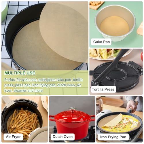220pcs 9 Inch Parchment Paper Rounds for Springform Pan (9inch-220pcs / Unbleached)