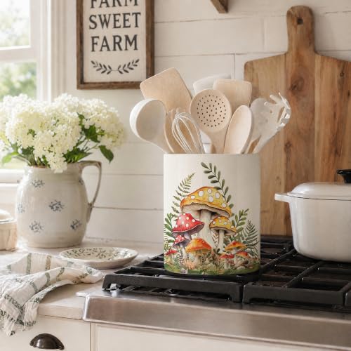 Yellow Mushroom Ceramic Utensil Crock (Mushroom 02)
