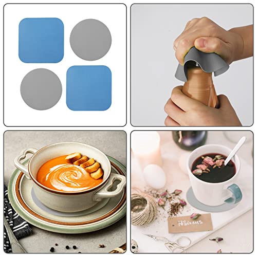 4pcs Jar Opener Gripper Pad for Seniors with Weak Hands (Light blue square shape+gray round shape)