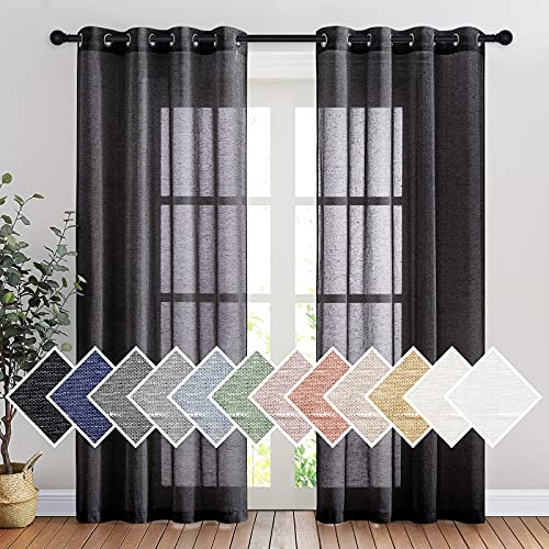 Black Sheer Curtains 84 inches Long (52"W x 84"L (Pack of 2) / Black)