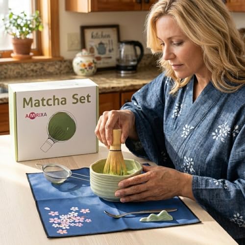 8PCS Matcha Whisk Set with Ceramic Bowl