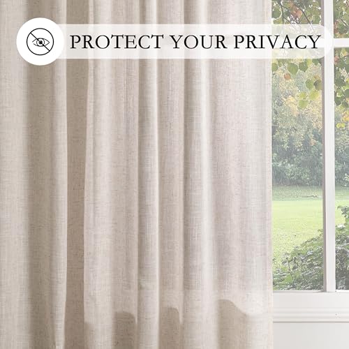 Extra Long Curtains for Living Room (50"W x 108"L (Pack of 2) / Natural Linen)