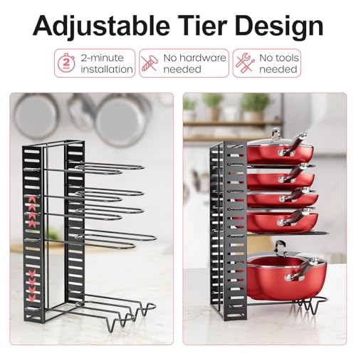 8 Tier Pots and Pans Organizer under Cabinet (Black / 16.61"H)