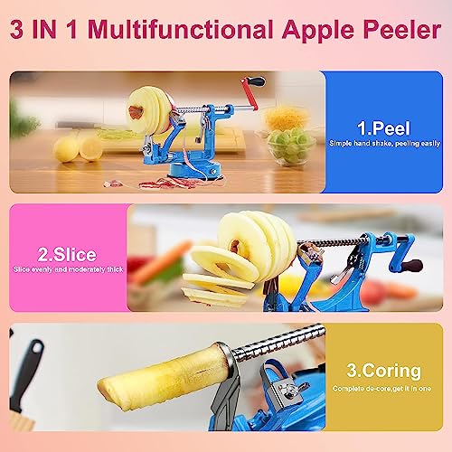 Apple Peeler Slicer Corer Potato Peelers 3 In 1 (Navy Blue)