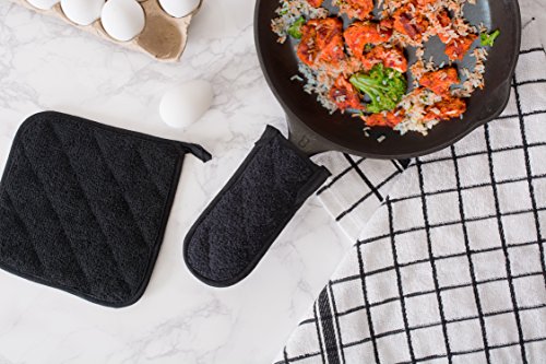 Basic Terry Collection Quilted 100% Cotton (Pan Handle (3 Piece) / Black)