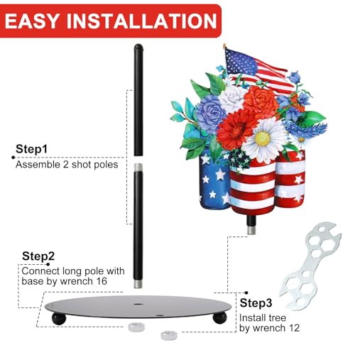 Patriotic Vase Paper Towel Holder Stand 4th of July American Flag Star Flower Metal Kitchen Decor Accessories for 250th Anniversary Independence Memorial Day Home Bathroom Countertop (Patriotic)