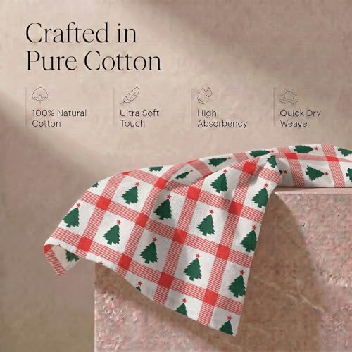 Kitchen Towel Cotton Dish Towel 20”x30” (20" x 30" (Set of 6) / 077 Christmas Tree)