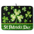Happy St. Patrick's Day Kitchen Drying Mat Green Plaid Lucky Shamrock Clover Dish Drying Mat St Patrick's Day Super Absorbent Dish Dry Pad Microfiber Dish Drainer Mats for Kitchen Counter 18x24 Inch (St Patrick's Day / 18" x 24")