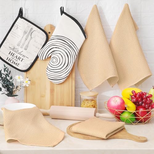 100% Cotton Waffle Weave Kitchen Dish Cloths 24 (Apricot / 12 X 12 - 24 Pack)