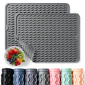 2 Pack Caketime Silicone Dish Drying Mat for Kitchen Counter Heat Resistant Under Sink Waterproof Coffee Bar Accessories Dining Rack Stone Utensil Holder Countertop Decor Must Haves 2026 (Gray / 15"*11.5")