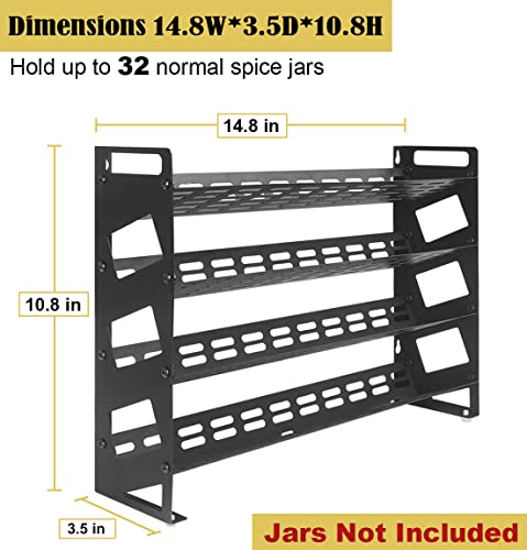 4 Tier Countertop Spice Rack Organizer for Kitchen Cabinet Pantry or Wall Mount (4 Tier Without Jars)