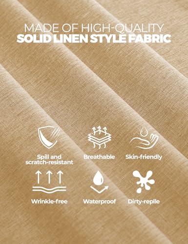 Faux Linen Small Rectangle Tablecloth for Kitchen Dining Room (Beige / 52" x 70" (Rectangular))