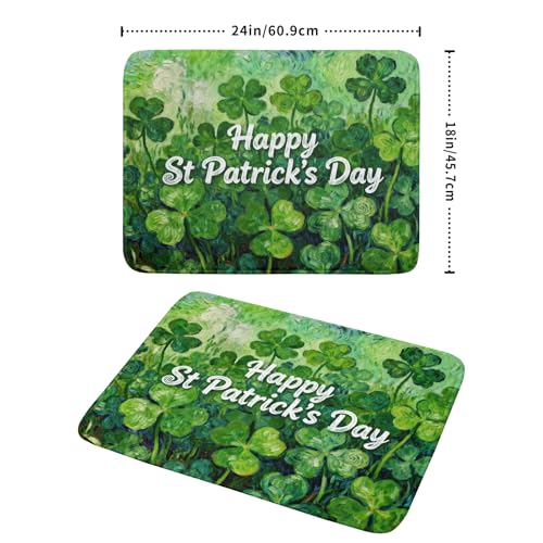 St Patricks Day Lucky Clover Dish Drying Mat for Kitchen Counter 18x24 Green Shamrock Happy Holiday Theme Absorbent Reversible Microfiber Drying Mats Kitchen Countertop Protector Dishes Drainer Pad (18" x 24")