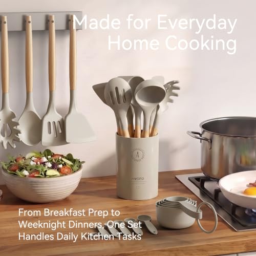 Silicone Kitchen Utensils Set (Khaki)