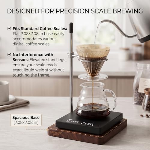 Pour Over Coffee Maker Stand with American Black Walnut Base (Black Walnut)