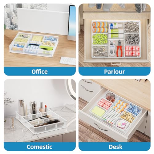 Desk Drawer Organizer (White / 12 x 8.5 x 1.8)