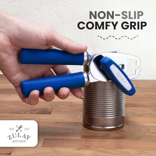 Manual Can Opener Heavy Duty Patented Stainless Steel (Royal Blue / Comfy Grip)