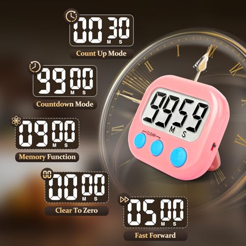 24 Pack Digital Kitchen Timer Small Classroom Timers for Kids Teachers (Blue&pink)