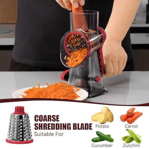 Rotary Cheese Grater Hand Crank Transparent (3 IN 1 / Black Red SP)