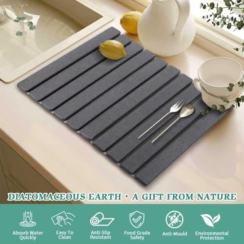 Stone Dish Drying Mat for Kitchen Counter (24*16'')