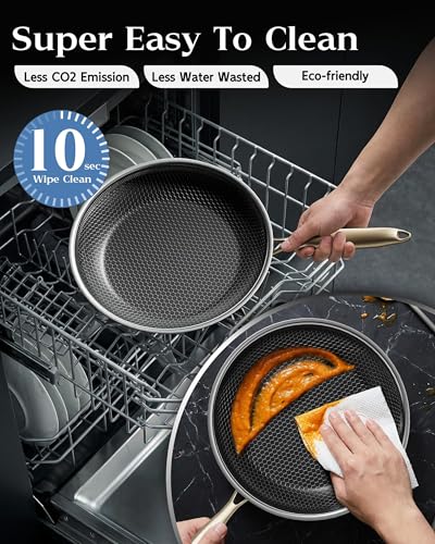 Nonstick Frying Pan Set (Gold-No Lid)