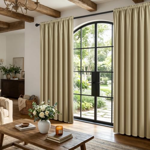 Beige Blackout Curtains 96 inch Length 2 Panels Set (Beige / 52"W x 96"L (Pack of 2))