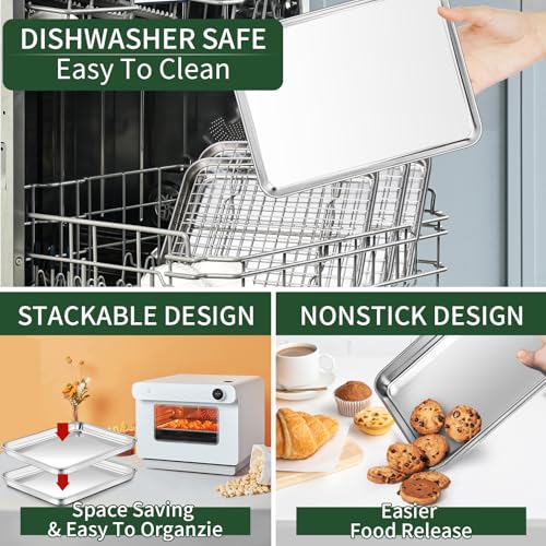 Small Baking Sheet with Cooling Rack Set [2 Baking Pans + 2 Wire Racks] (9 inch)