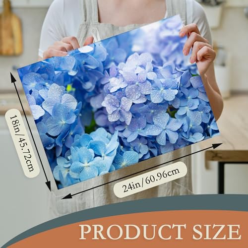 Blue Hydrangea Flower Dish Drying Mats 18x24 Inch (Blue Hydrangea Flower)