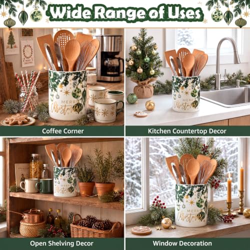 Christmas Ball Pattern Ceramic Utensil Holder (Christmas Balls)