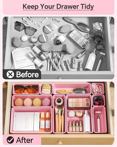 25 PCS Plastic Drawer Organizers Set (Pink)