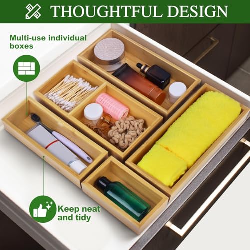 Bamboo Drawer Organizer Set (5)