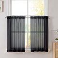 Black Sheer Kitchen Cafe Curtains (Black / 42"W x 36"L (Pack of 2))