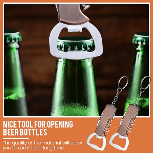 24 Pcs Wine Bottle Opener Keychains Bulk (Red Bronze Color)