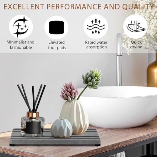 2PCS Water Absorbing Stone Tray (2pcs 21×10cm Gray Stripe)