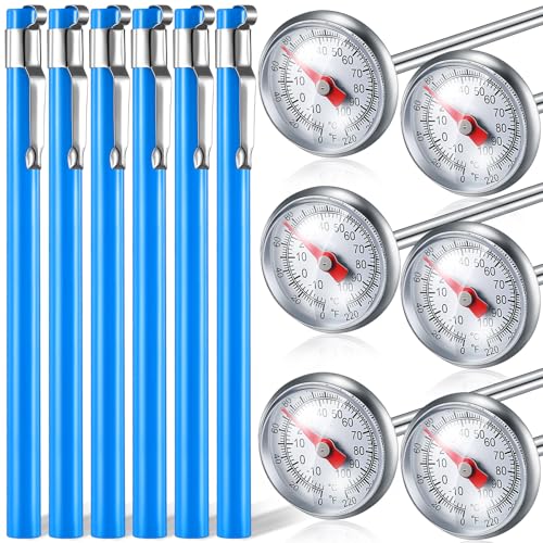 6 Pcs Stainless Steel Kitchen Dial Thermometer 5" (blue)